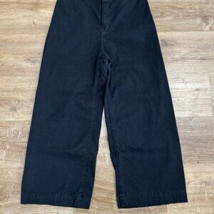 People Black High Rise Wide Leg Crop Trousers